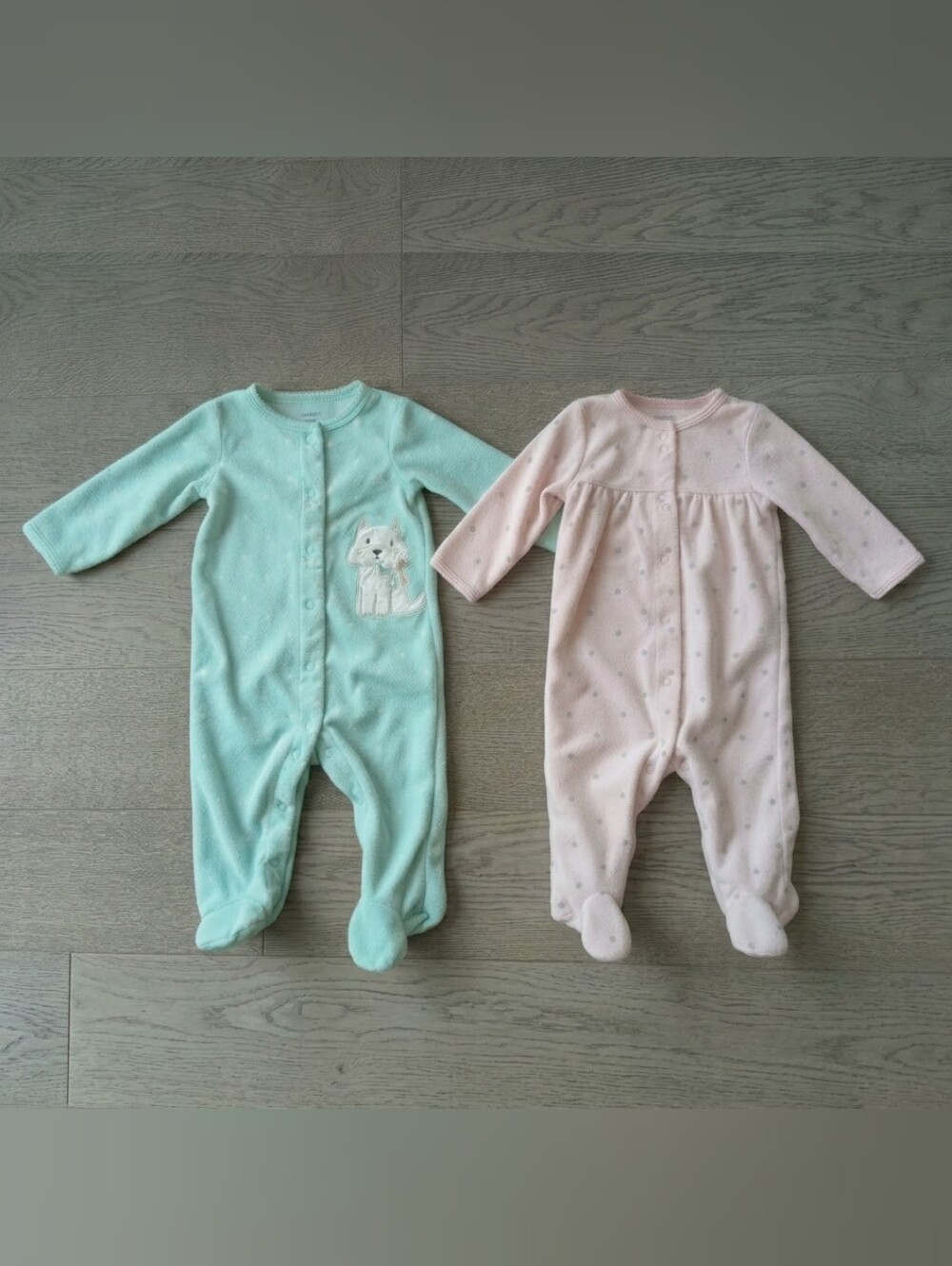 Carter's Baby Girl 9M Fleece Button-Up Sleepers / Pajamas (Set of 2)